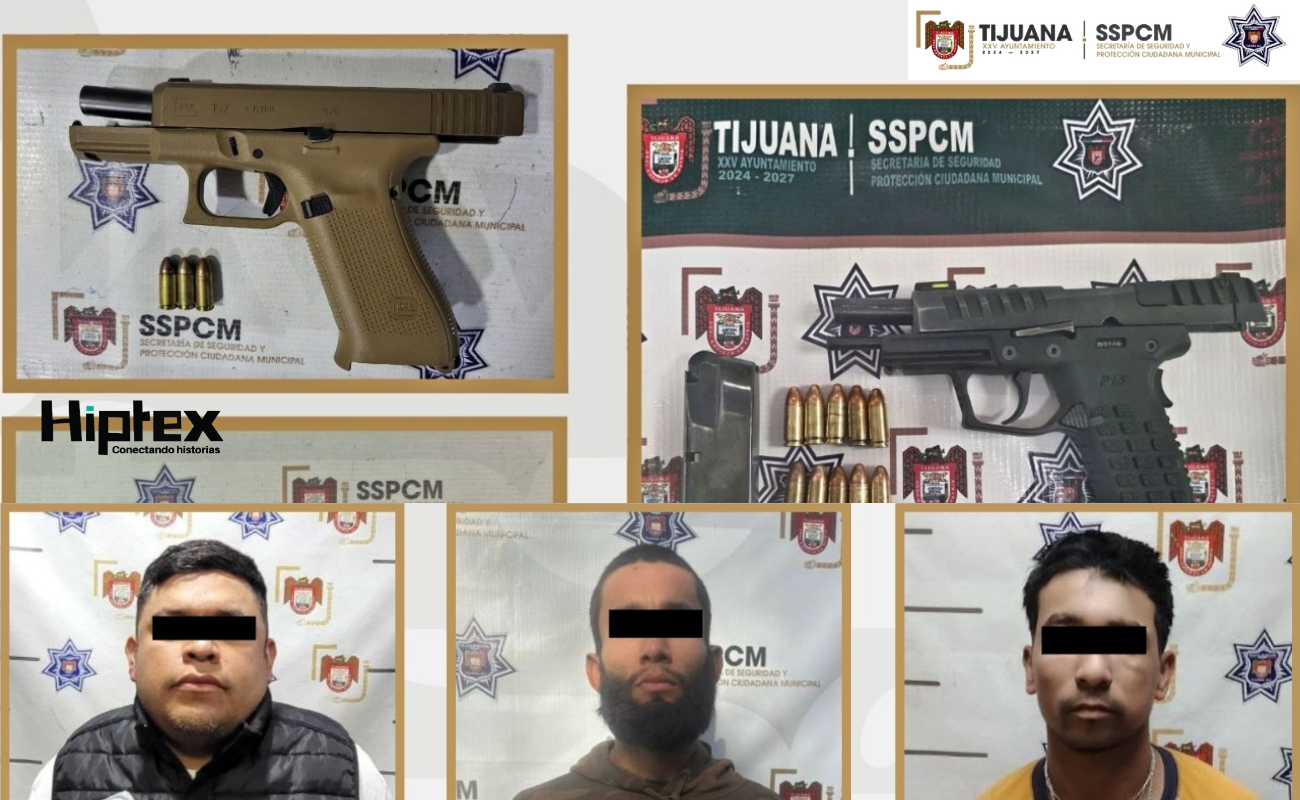 Arrestan a tres personas por portación de arma de fuego
