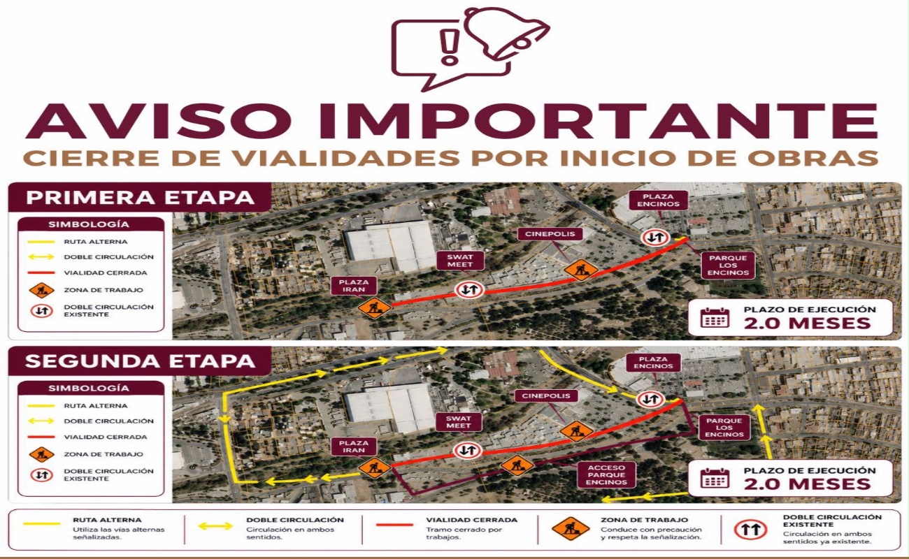 Las obras están a cargo de la SIDURT del Gobierno del Estado y tendrán una duración estimada de dos meses.