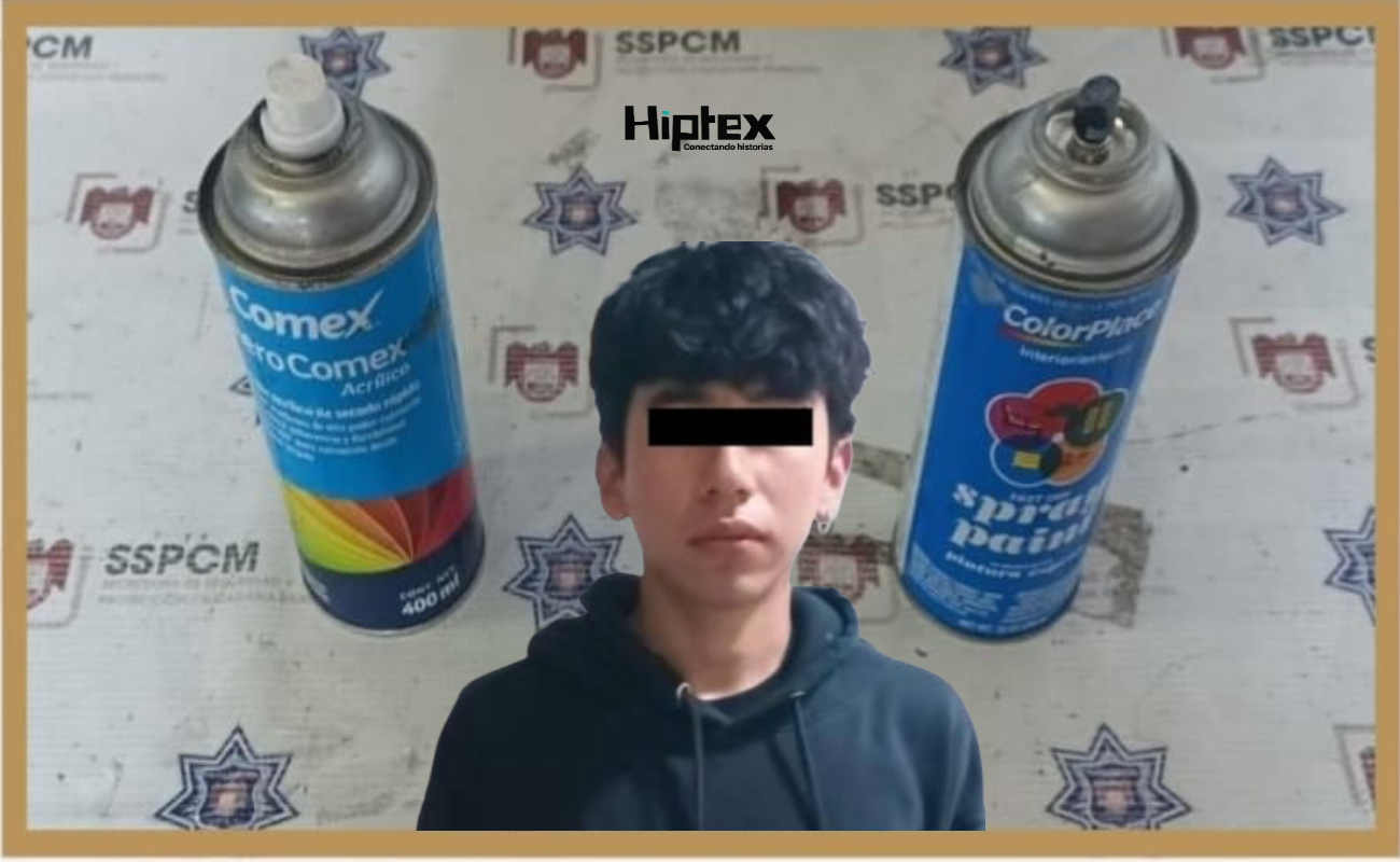 Asegura Policía Municipal a presunto grafitero de instalaciones del Parque de la Amistad