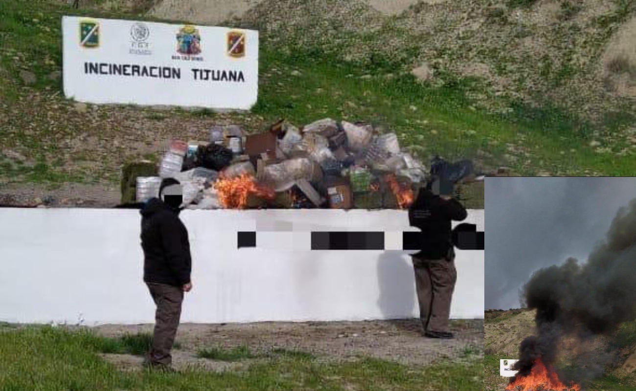 La incineración se llevó a cabo en las instalaciones del 28 Batallón de Infantería de Tijuana.