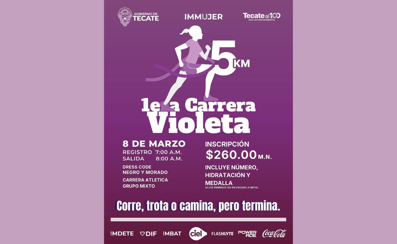 IMMUJER anuncia la Primera Carrera Violeta 5K el 8 de marzo, en el marco del Día Internacional de la Mujer.