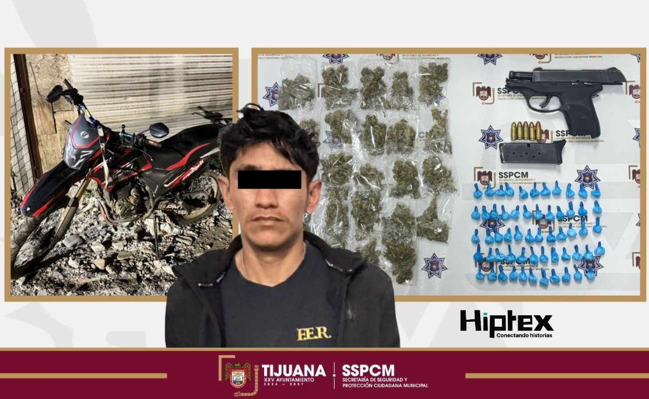 SSPCM detuvo a Brenden “N”, de 25 años, en Rancho 3 Piedras por portar arma y drogas.