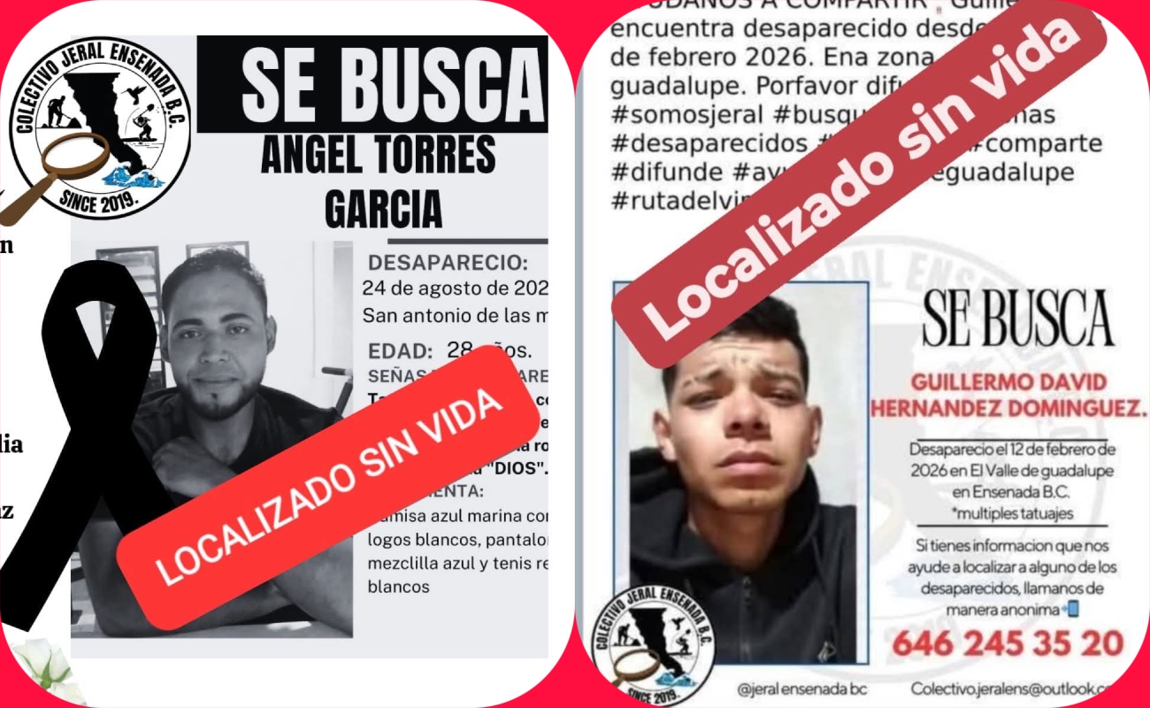 Los restos fueron hallados en Valle de Guadalupe y San José de la Zorra.