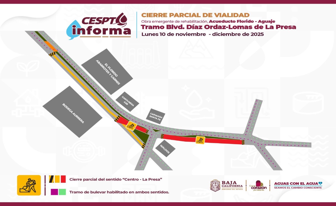 Realizará CESPT obra emergente en el Acueducto Florido-Aguaje