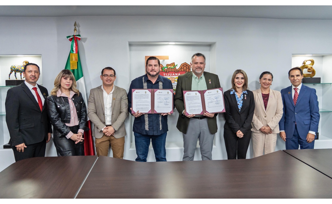 El convenio fue firmado por representantes del gobierno de Tijuana y de la UABC, incluyendo a la vicerrectora del Campus Tijuana y la coordinadora general de Vinculación y Cooperación Académica.