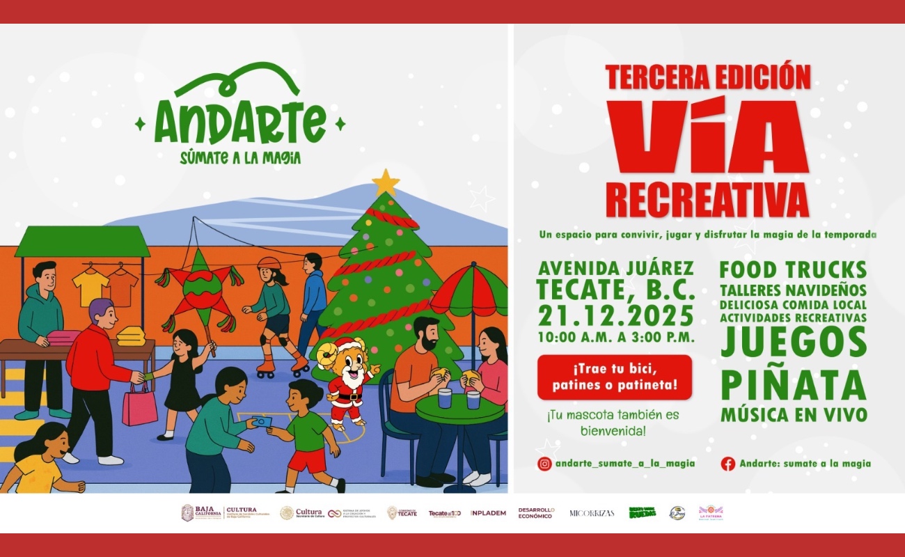 Gobierno de Tecate invita a la Tercera Edición de la Vía Recreativa Andarte