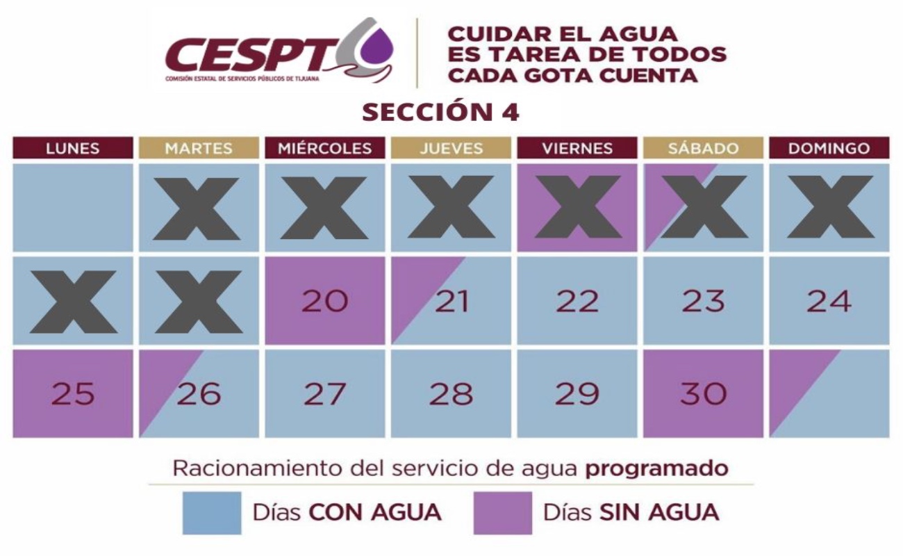 Este es el calendario de tandeo para los colonias agrupadas en la Sección 4 de la CESPT.