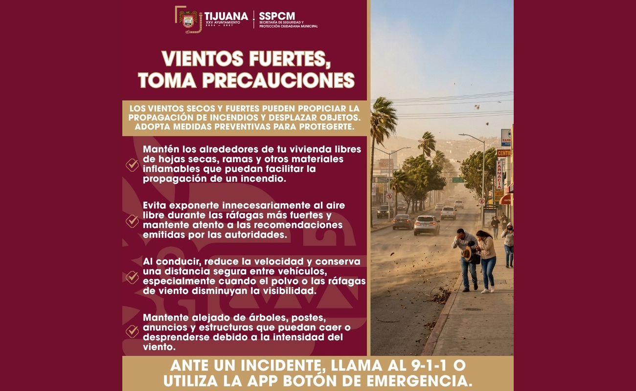 Exhorta SSPCM a extremar precauciones ante la condición Santa Ana en la región