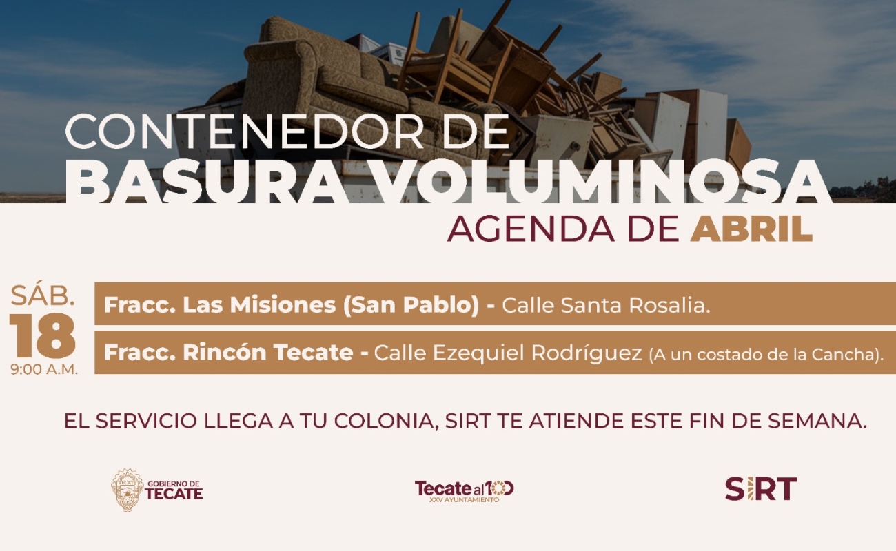 Facilitarán a las familias el desecho adecuado de muebles, electrodomésticos u otros objetos de gran tamaño.