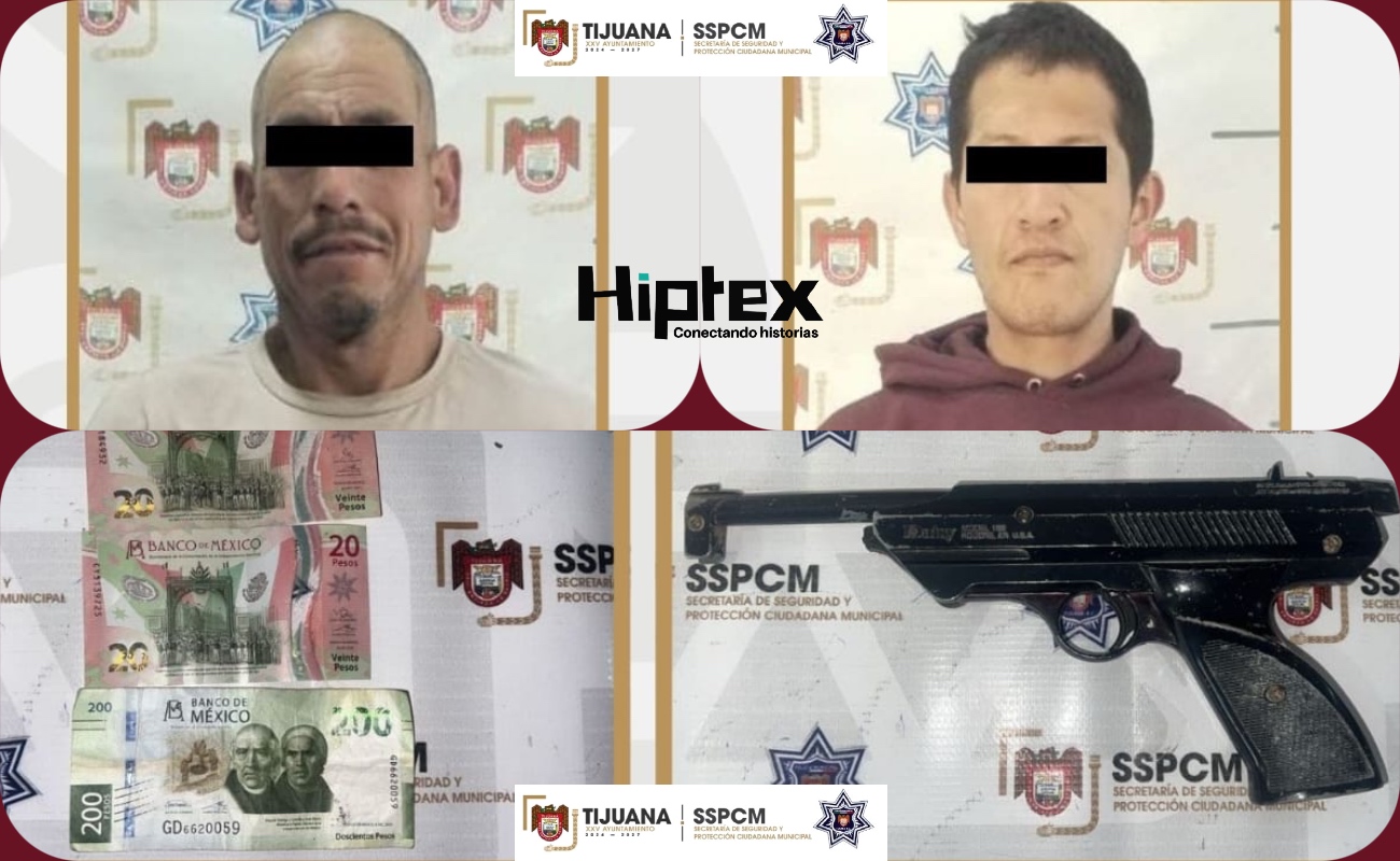 Aseguran a dos hombres por robo con violencia a comercio