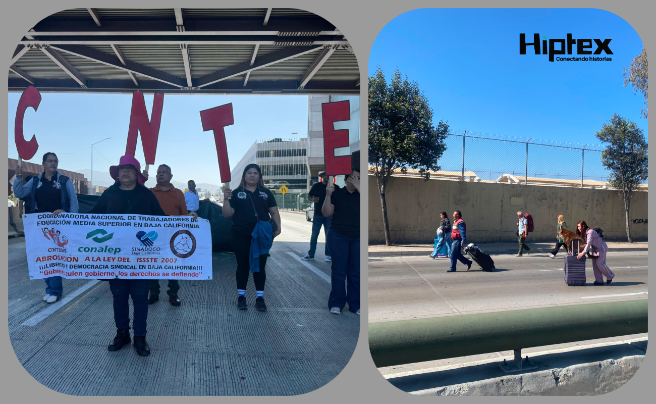 Maestros de la CNTE provocan congestionamiento vial rumbo al Aeropuerto de Tijuana