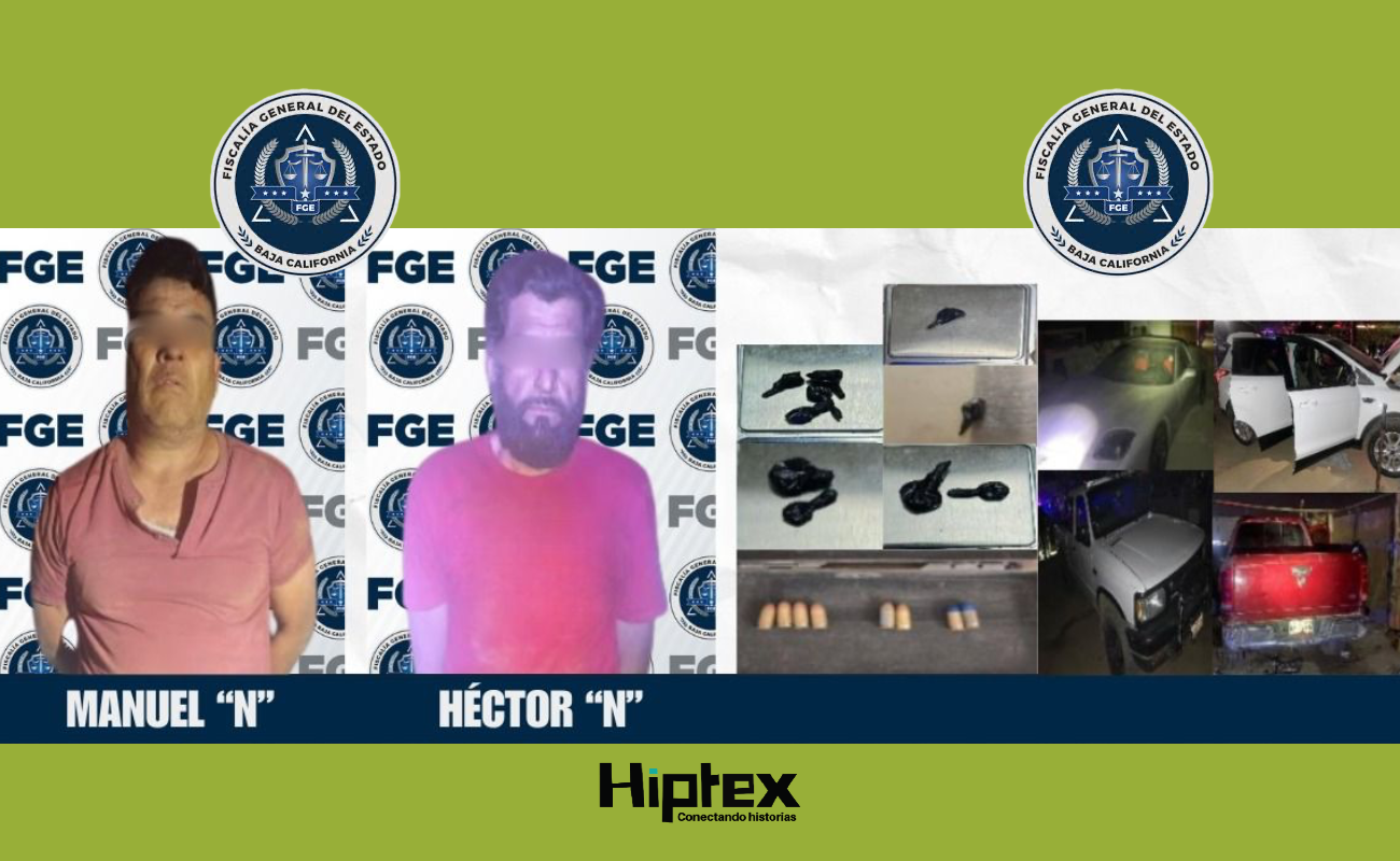 Detienen a dos personas durante cateo; aseguran droga, vehículos y cartuchos en Ensenada