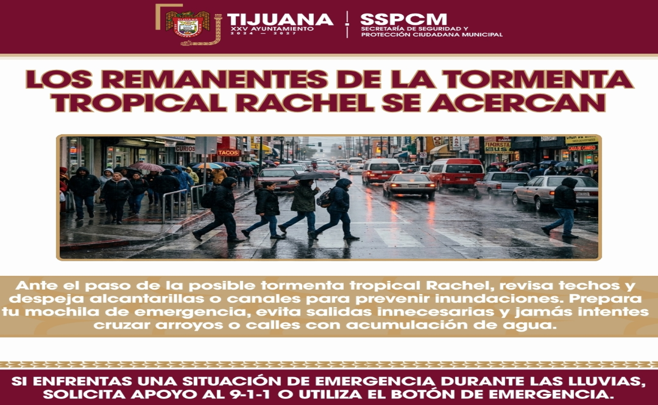 Exhorta SSPCM a tomar precauciones ante lluvias en la región