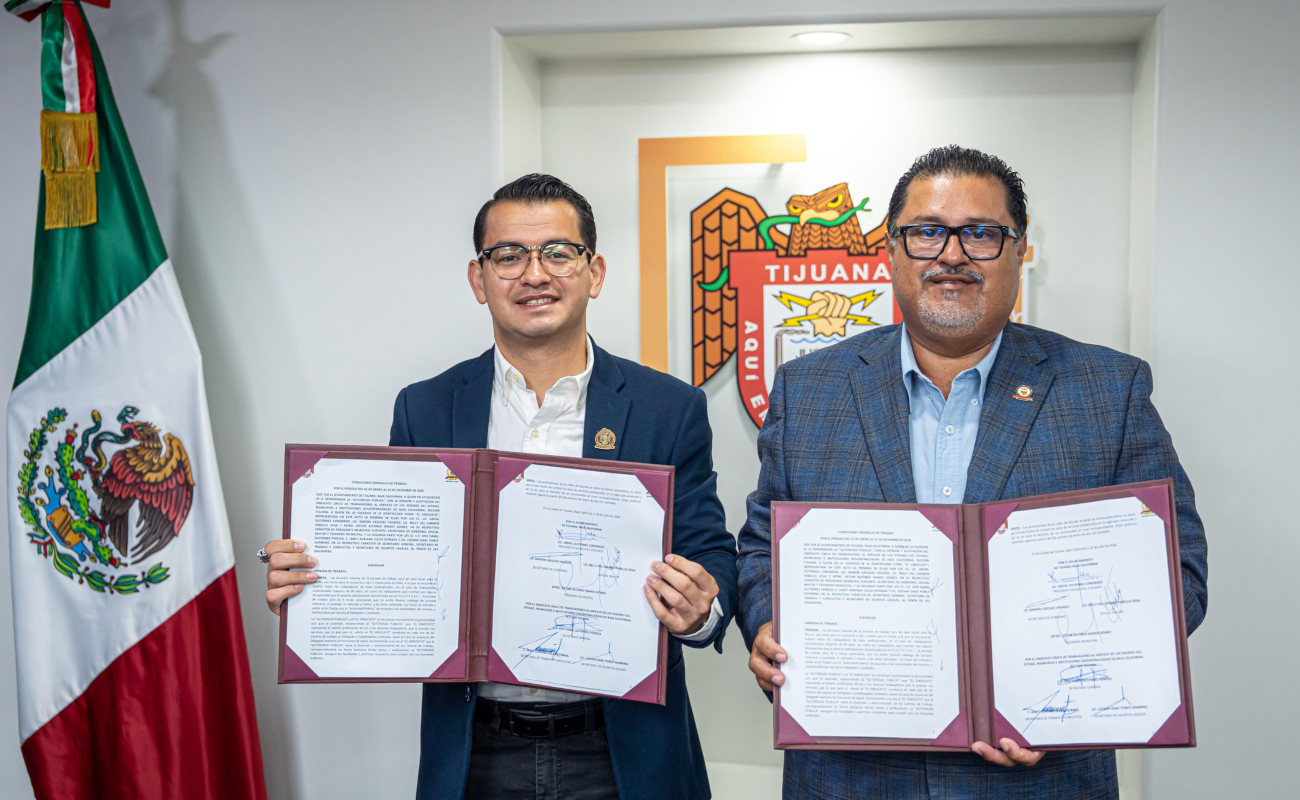 Firma alcalde Abdiel Gutiérrez y secretario general del Sindicato de Burócratas Condiciones Generales de Trabajo 2026