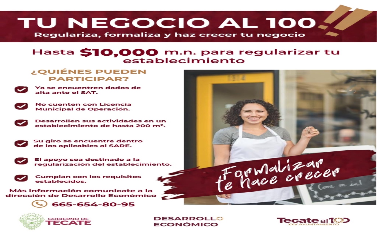 Impulsan en Tecate a emprendedores con apoyos para regularizar sus negocios