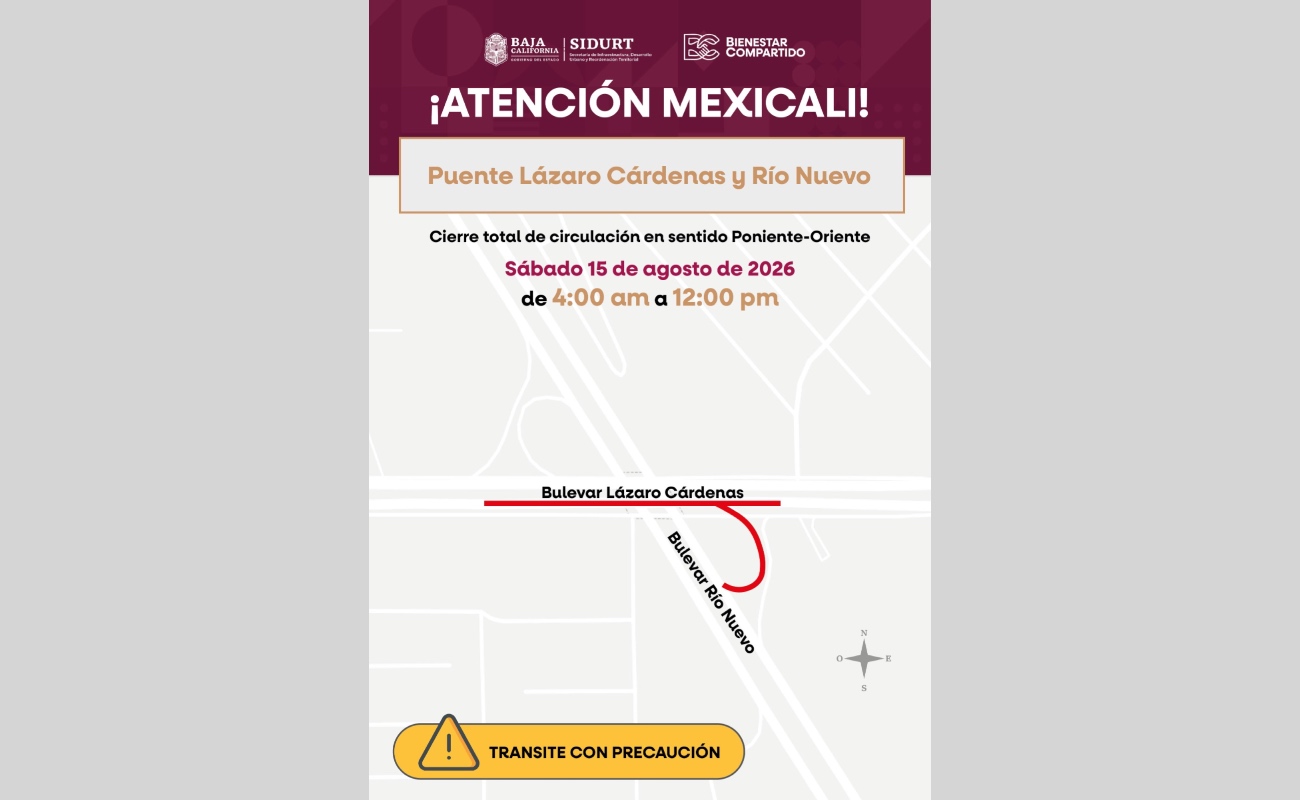 Anuncian cambios en circulación de puente Lázaro Cárdenas y Río Nuevo