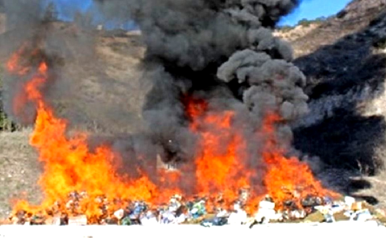 Se destruyeron tres toneladas 266 kilos 140 gramos de marihuana y tres toneladas 525 kilos 499 gramos 400 miligramos de diversas sustancias.