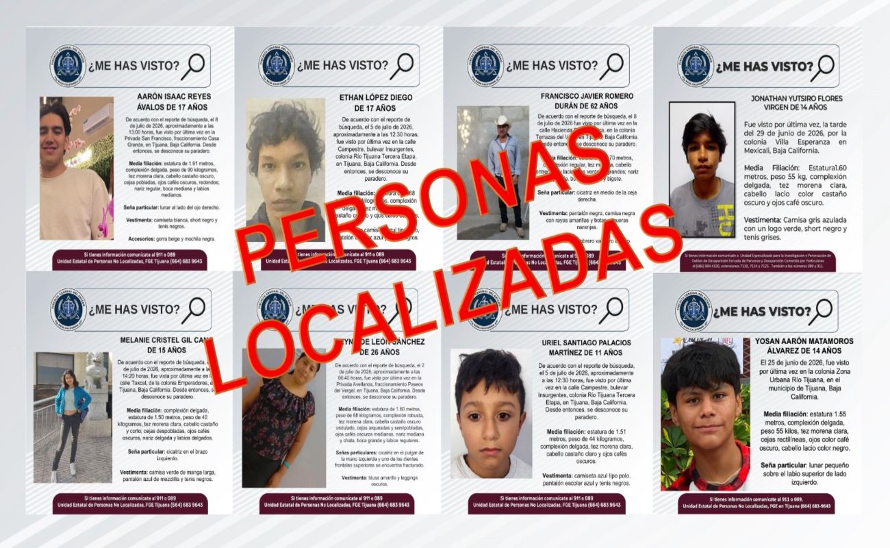 Localiza FGE a ocho personas reportadas como desaparecidas