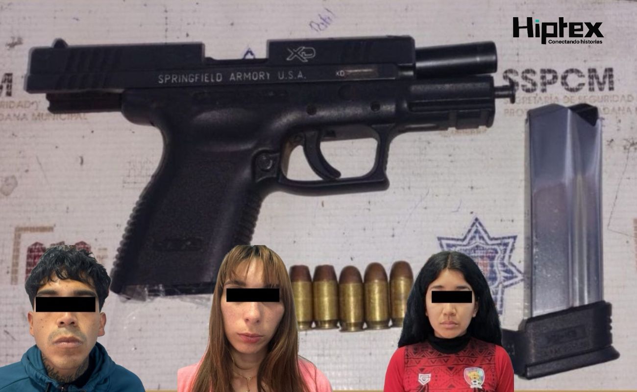 Jesús Leonardo, Melissa y Lizbeth Guadalupe fueron detenidos por portación ilegal de arma.