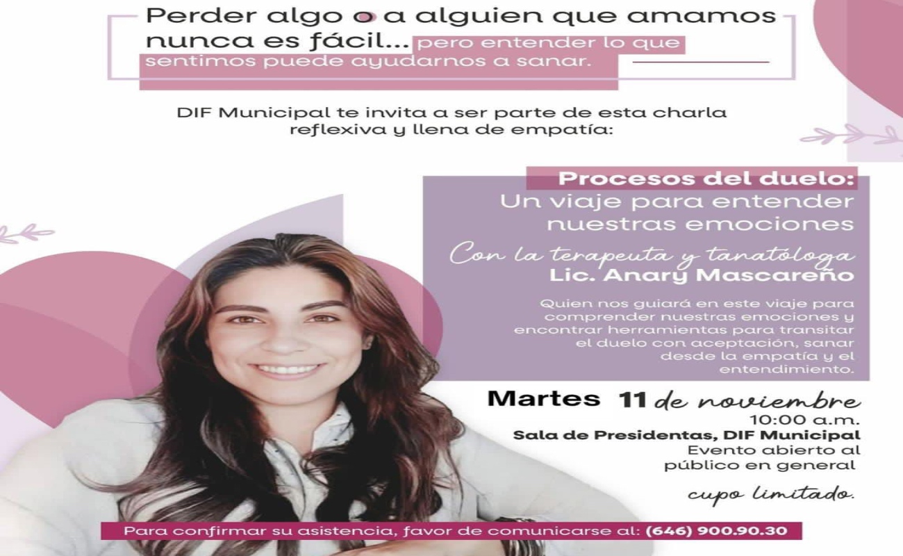 Gobierno de Ensenada ofrecerá plática para comprender y sanar el proceso del duelo