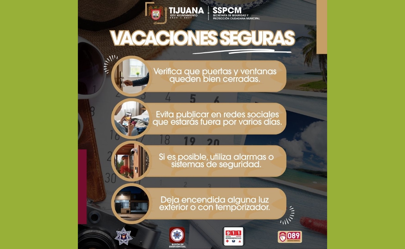 Emite SSPCM recomendaciones para prevenir robos a casa habitación durante Semana Santa