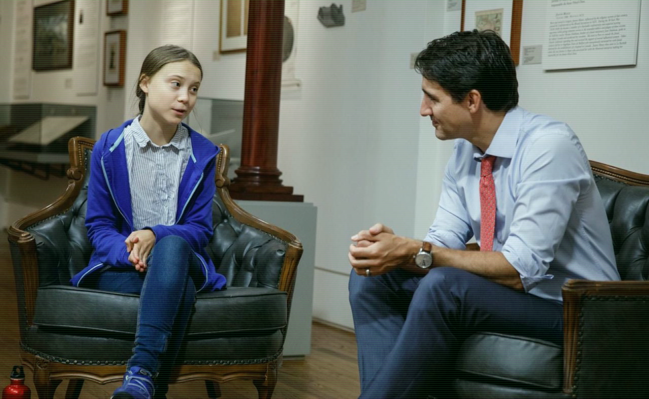 El primer ministro de Canadá, Justin Trudeau, y la activista sueca Greta Thunberg se reunieron este viernes.