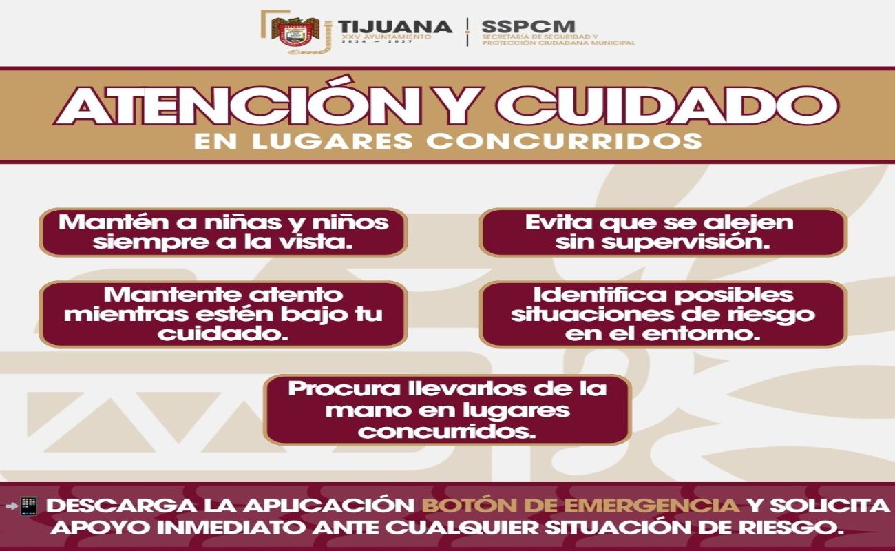 La SSPCM insta a padres y tutores a supervisar constantemente a niños en lugares concurridos para prevenir riesgos.