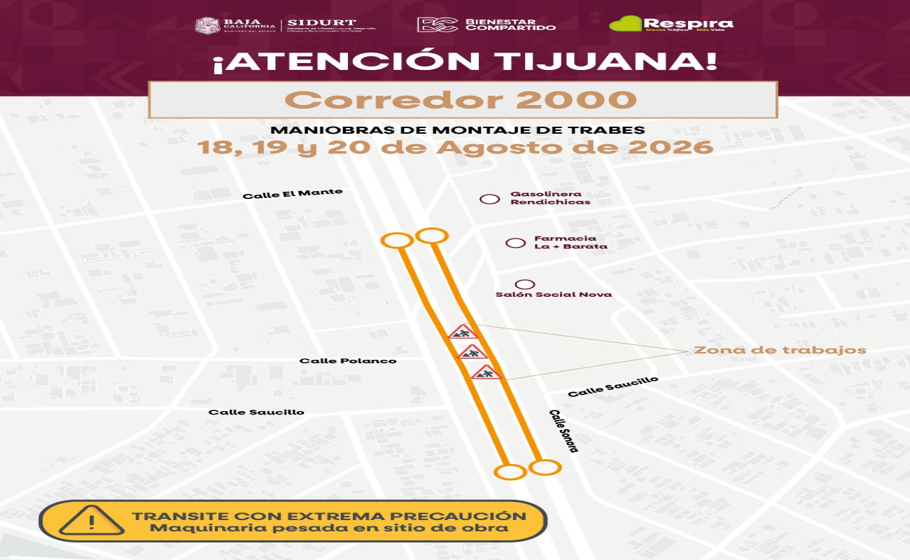 Realizará SIDURT maniobras de montaje de trabes en Corredor 2000