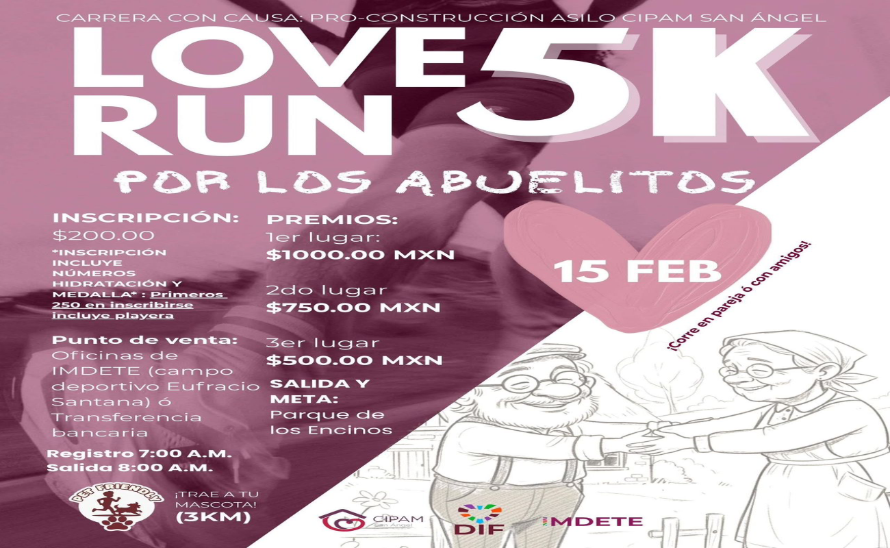 DIF Tecate invita a la comunidad a sumarse a la carrera con causa Love Run 5K por los abuelitos