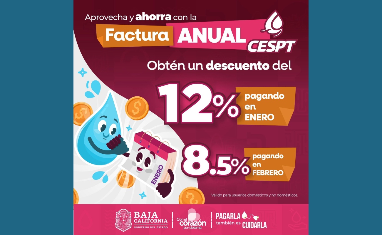 Invita CESPT a usuario a aprovechar Pago Anual Anticipado
