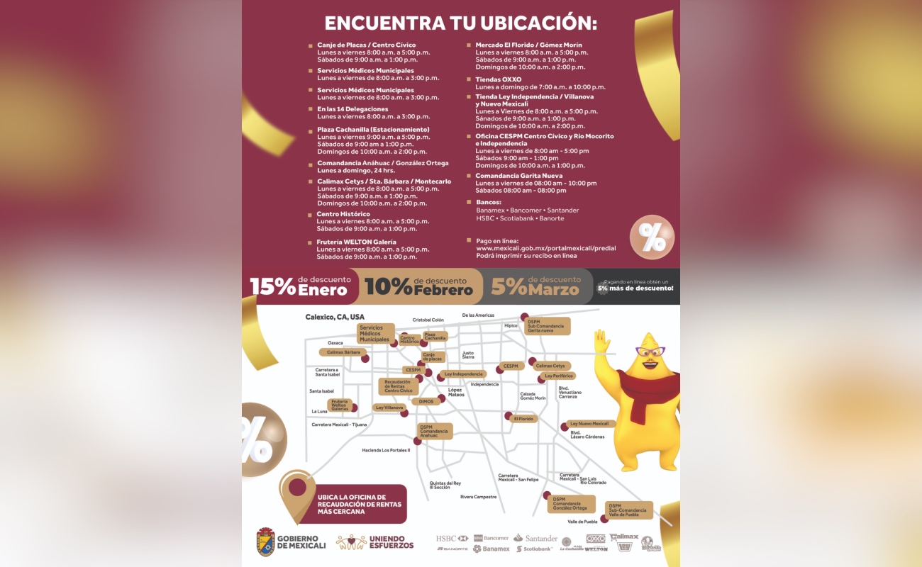 Aprovecha 15% de descuento en el Impuesto Predial en Mexicali