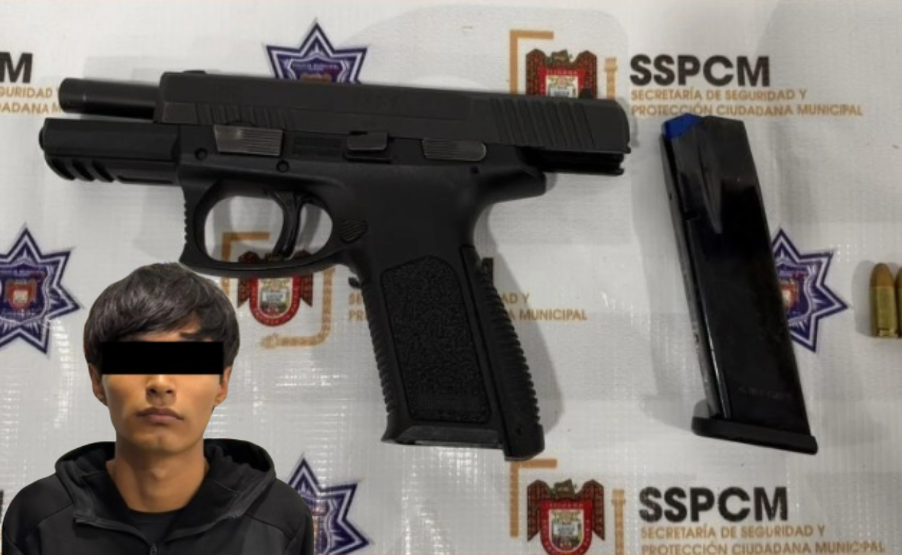 Aseguran agentes de la SSPCM a joven por presunta portación ilegal de un arma de fuego