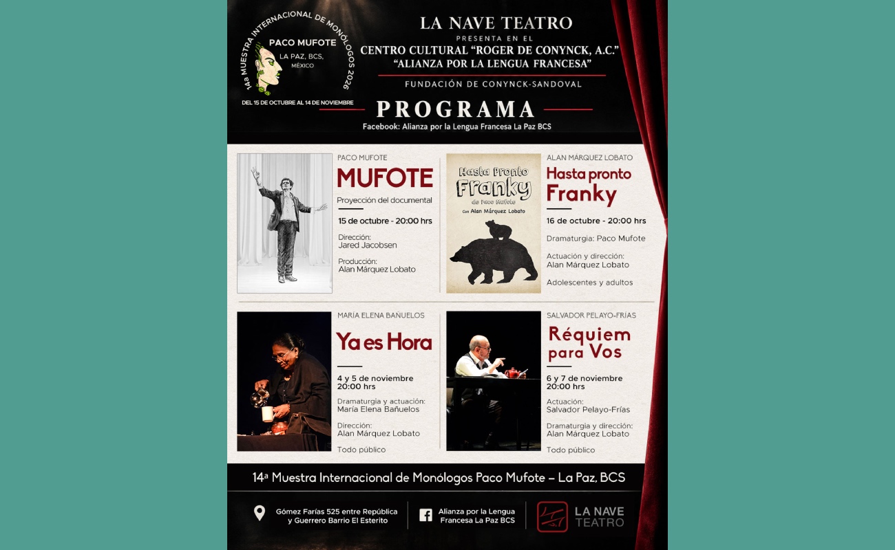 Participa La Nave Teatro en la Muestra Internacional de Monólogos Paco Mufote
