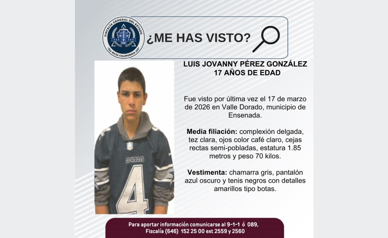 Luis Jovanny Pérez González tiene 17 años de edad.