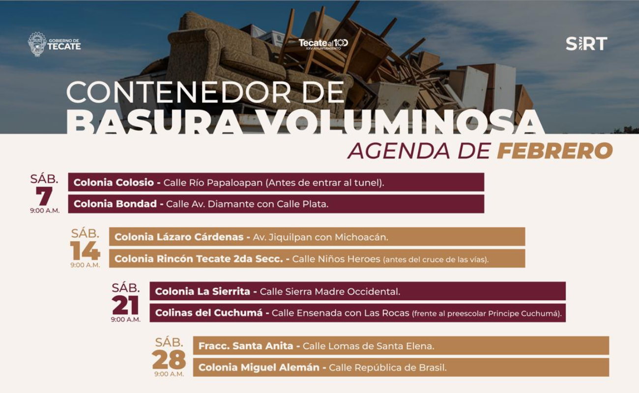 Presentan agenda de febrero para el contenedor de basura voluminosa