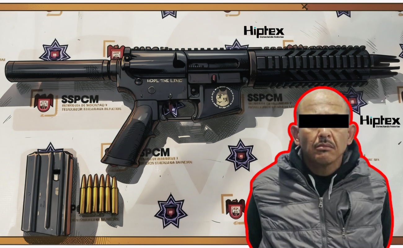 Arrestan a sujeto en posesión de fusil de asalto