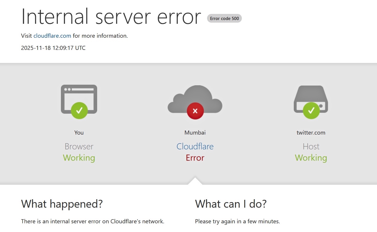 Caída global de Cloudflare interrumpe plataformas clave como X y ChatGPT