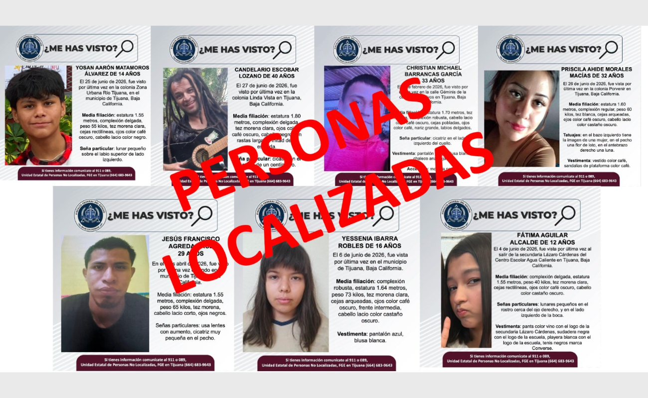 Localiza FGE a siete personas reportadas como desaparecidas