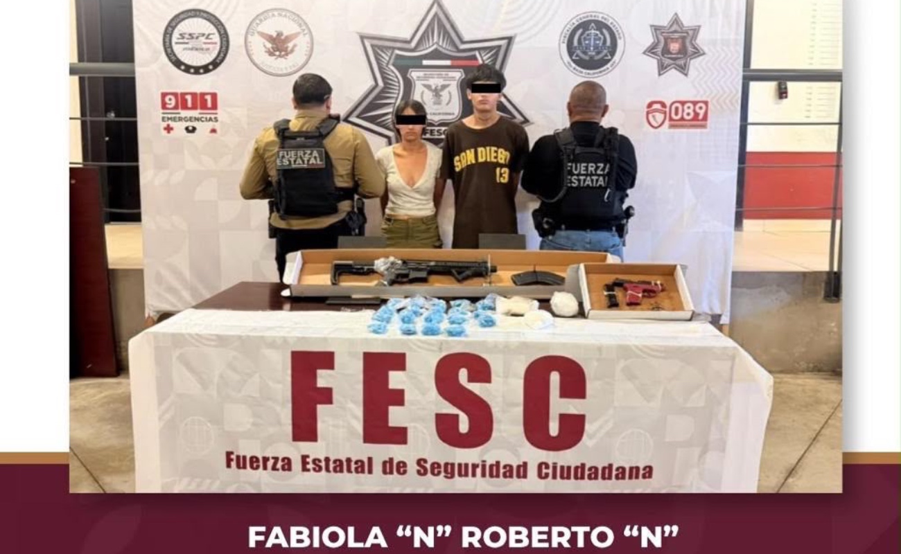 Asegura Fuerza Estatal armas y metanfetamina en Tijuana; hay dos detenidos